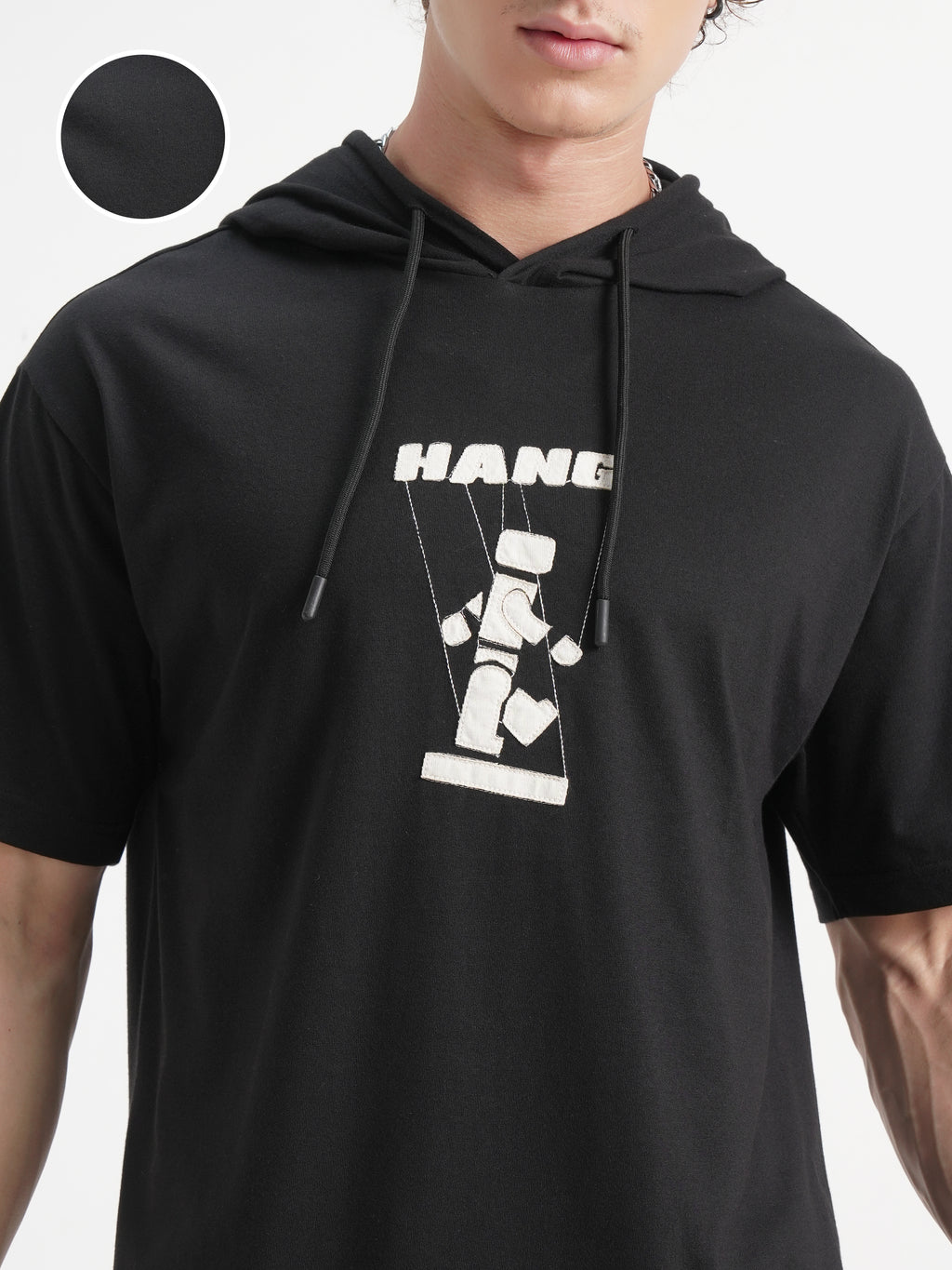 Highlander Men Black Printed Hood T-Shirt - Black - Image 5