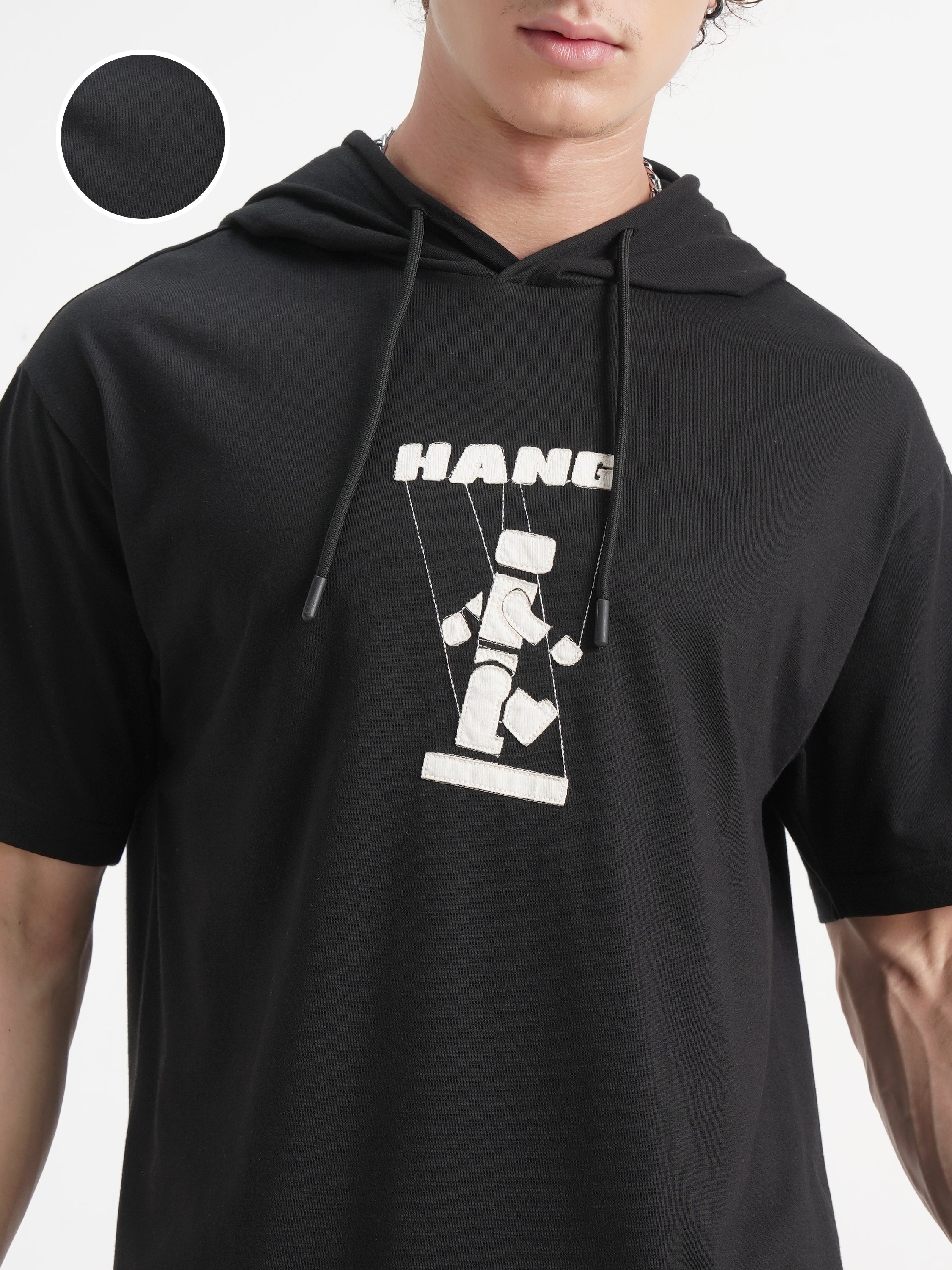 Highlander Men Black Printed Hood T-Shirt - Black - Image 5