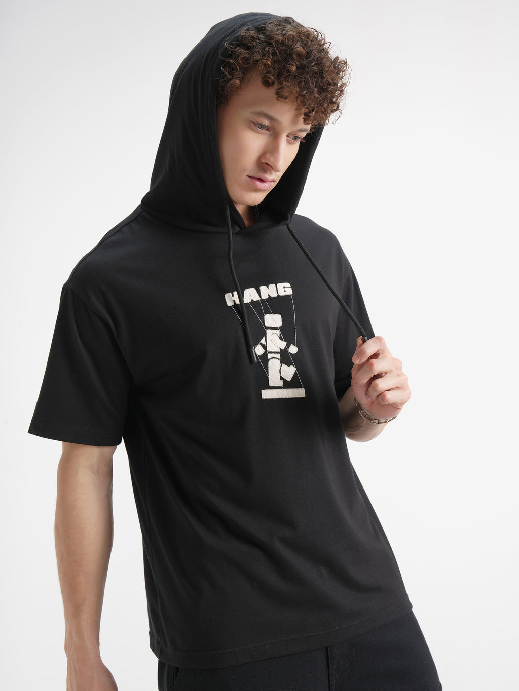 Highlander Men Black Printed Hood T-Shirt - Black - Image 6