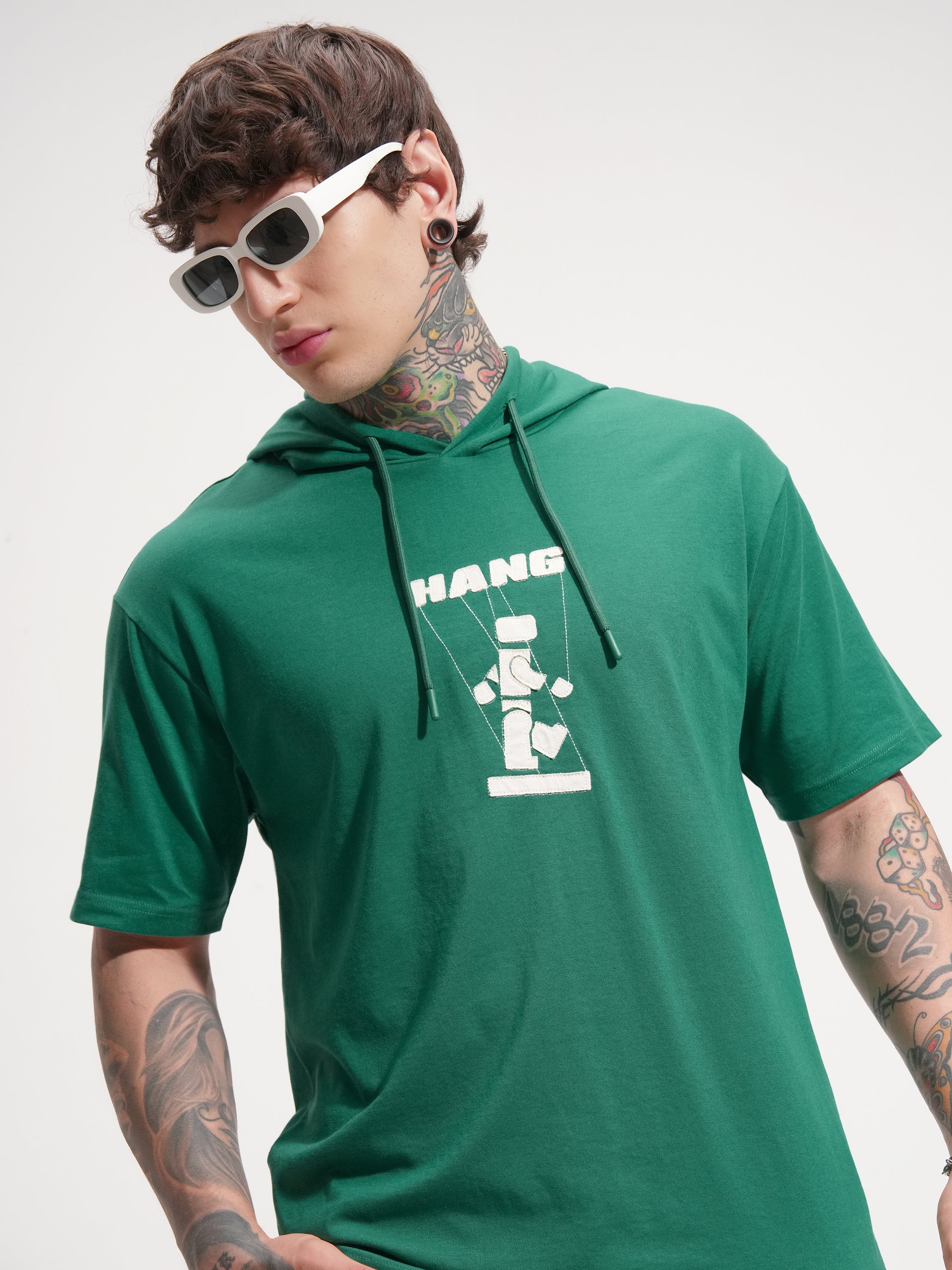 Highlander Men Green Printed Hood T-Shirt - Green - Image 1