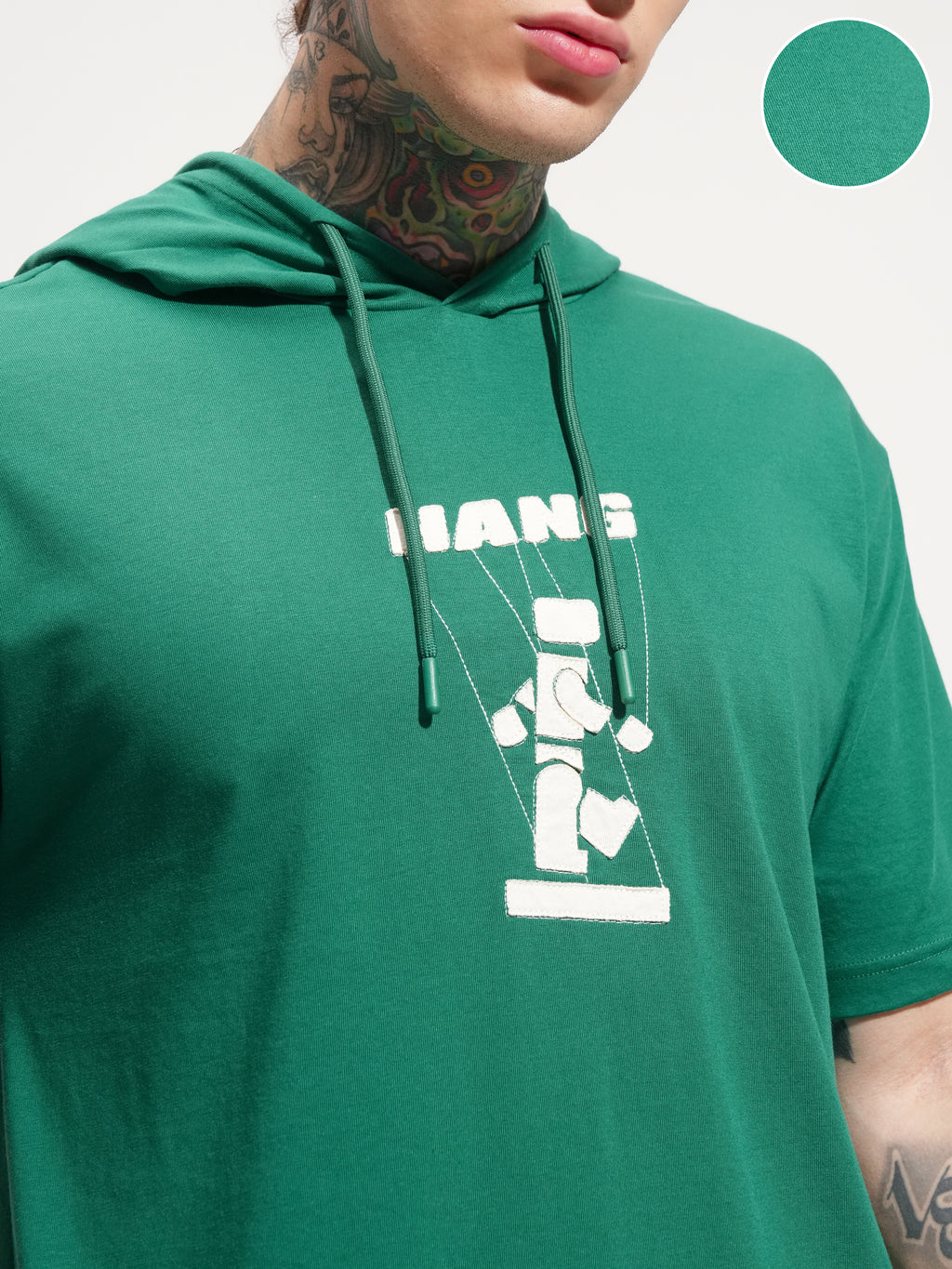 Highlander Men Green Printed Hood T-Shirt - Green - Image 5