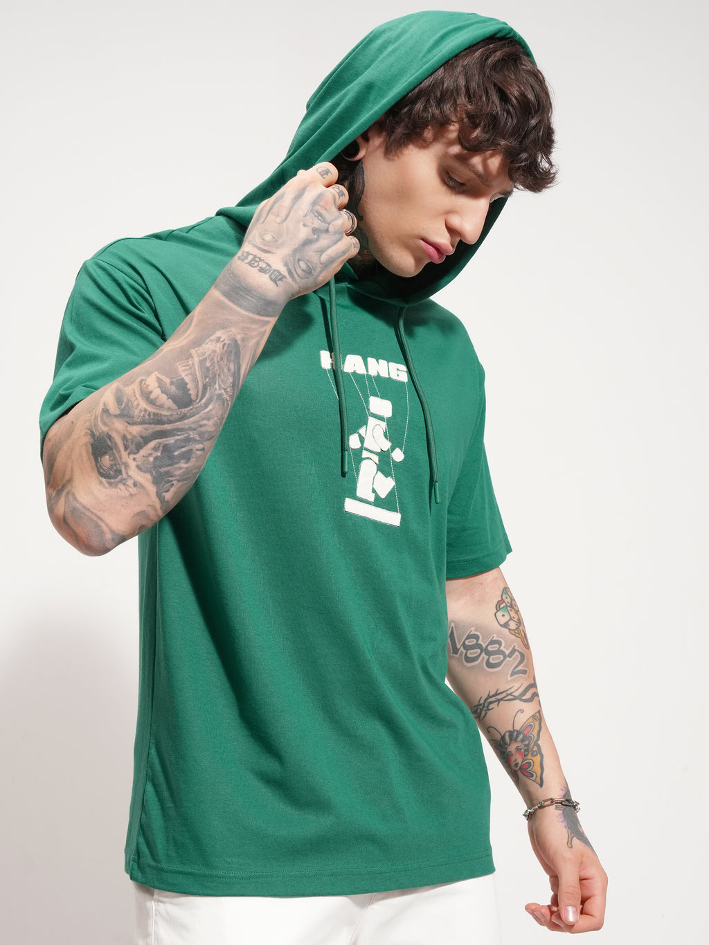 Highlander Men Green Printed Hood T-Shirt - Green - Image 6