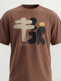 Highlander Men Brown Applique Round Neck T-Shirt - Brown - Image 1