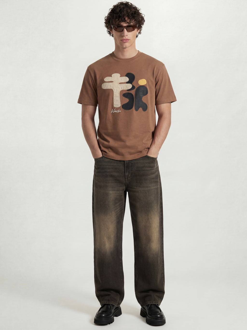 Highlander Men Brown Applique Round Neck T-Shirt - Brown - Image 4