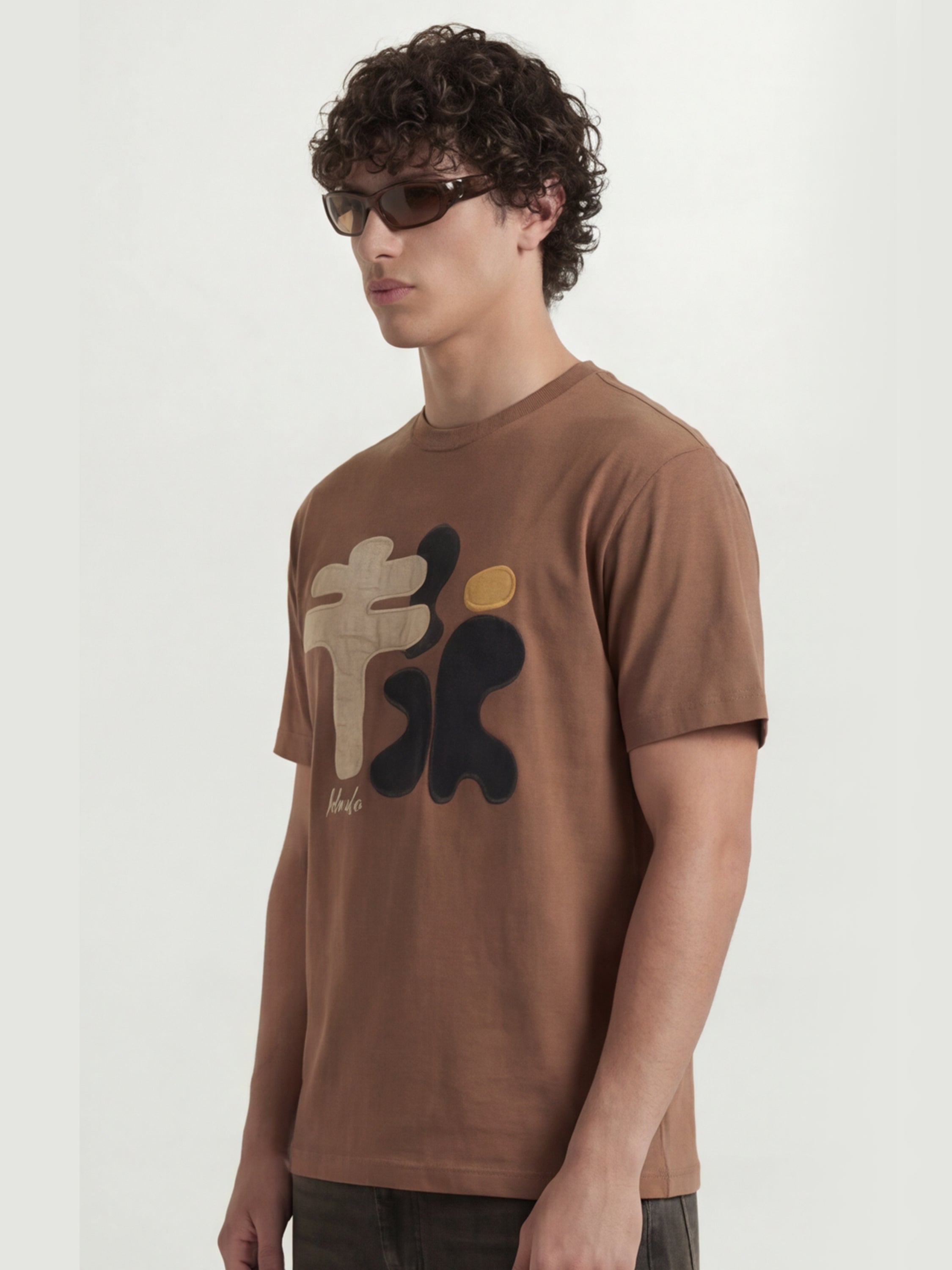 Highlander Men Brown Applique Round Neck T-Shirt - Brown - Image 6