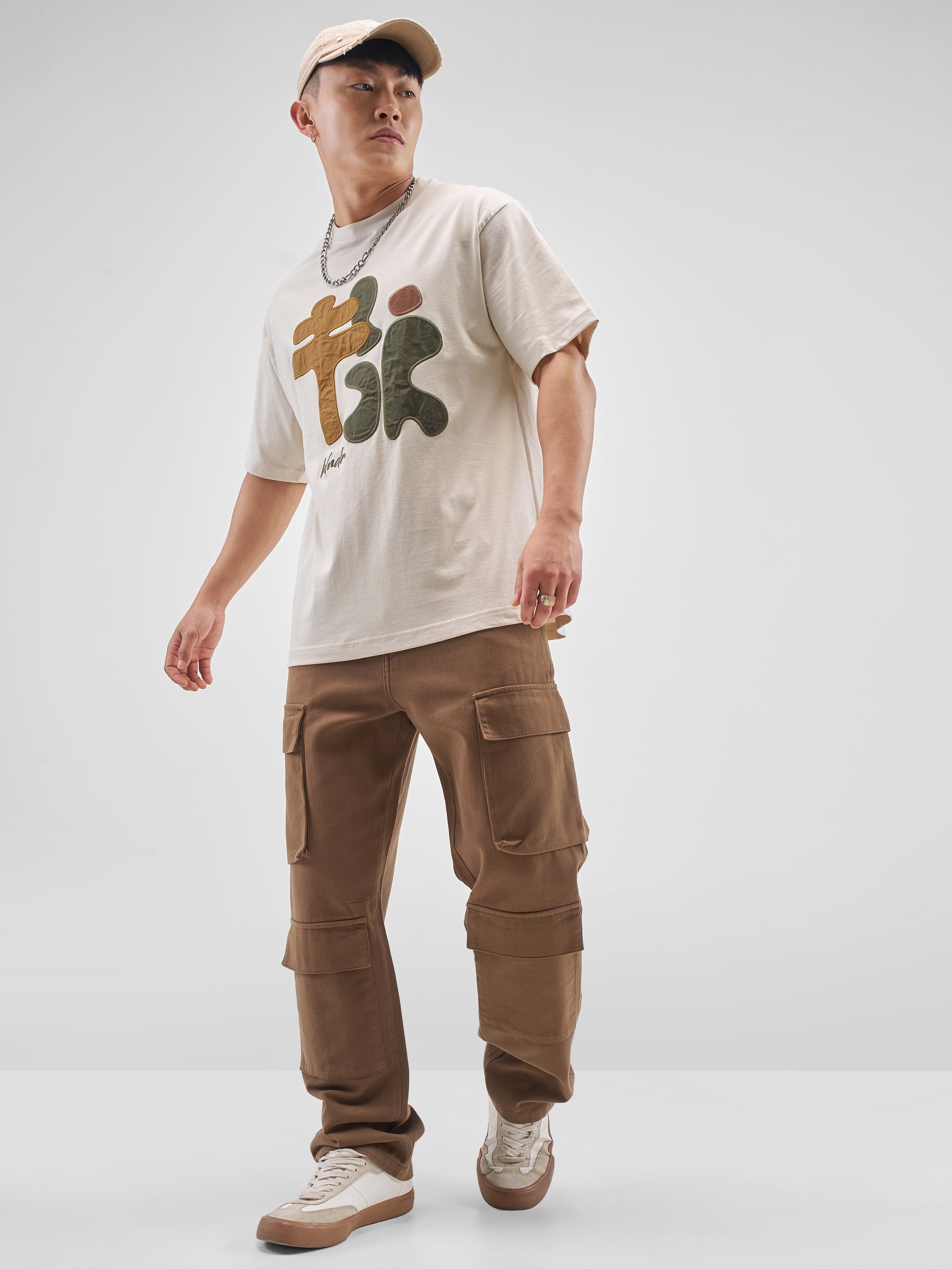 Highlander Men Beige Applique Round Neck T-Shirt - Beige - Image 2
