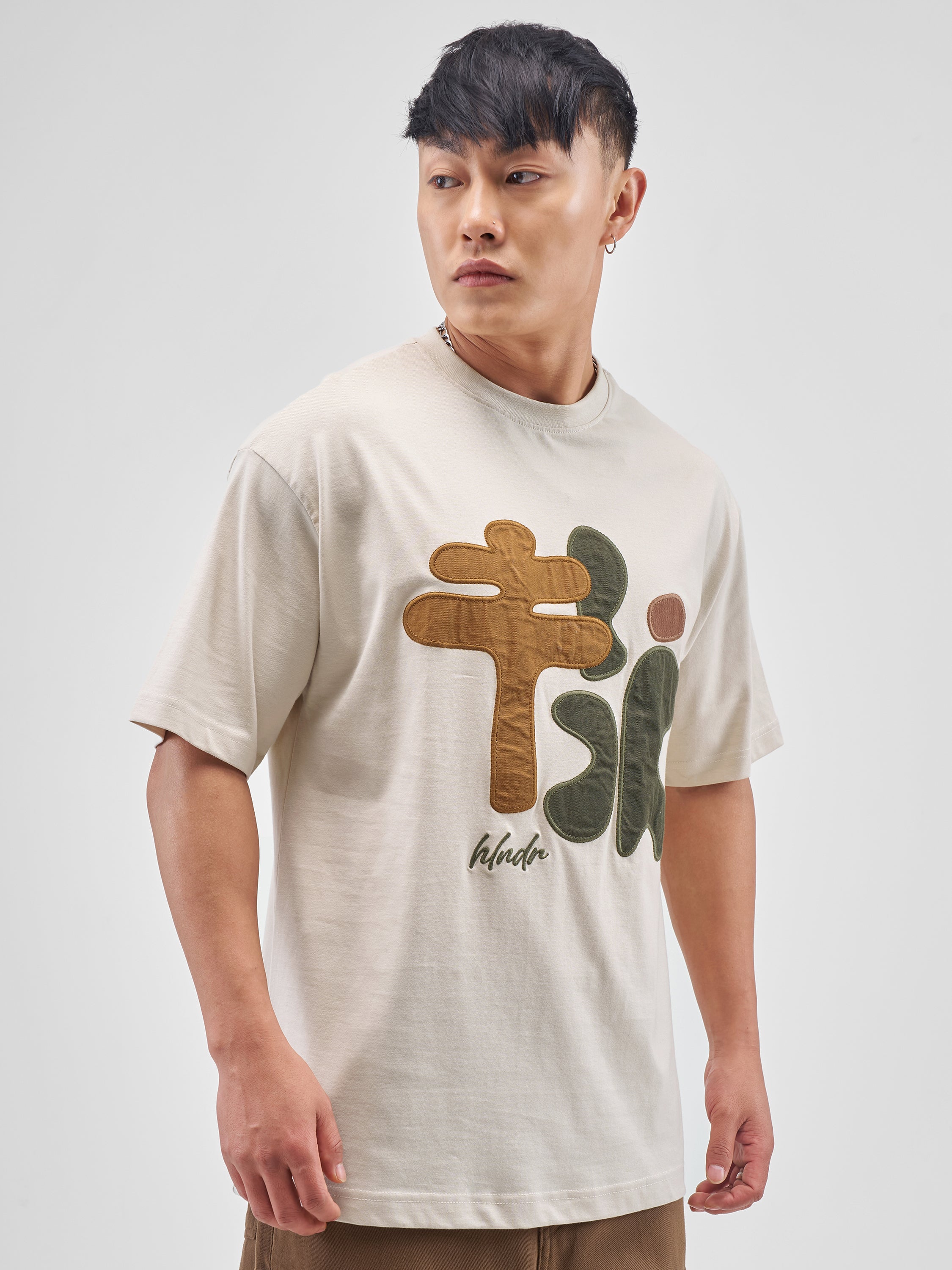 Highlander Men Beige Applique Round Neck T-Shirt - Beige - Image 6