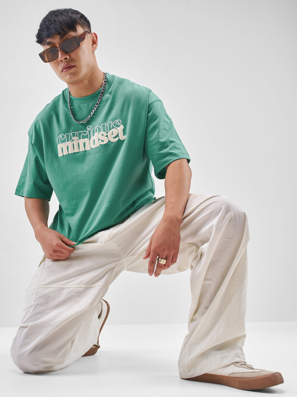 Highlander Men Turquoise Printed Round Neck Oversized Fit T-Shirt - Turquoise - Image 2