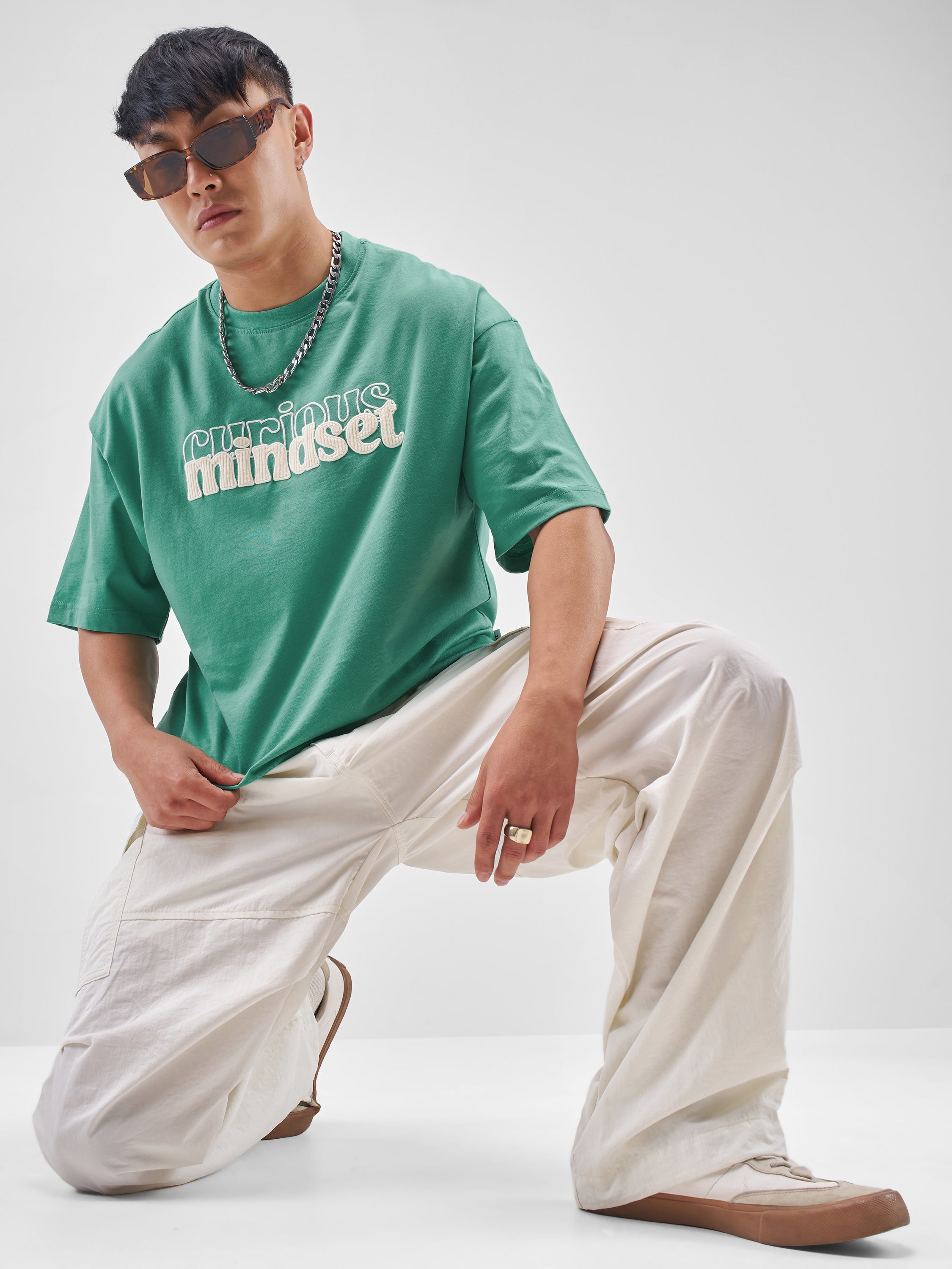 Highlander Men Turquoise Printed Round Neck Oversized Fit T-Shirt - Turquoise - Image 2