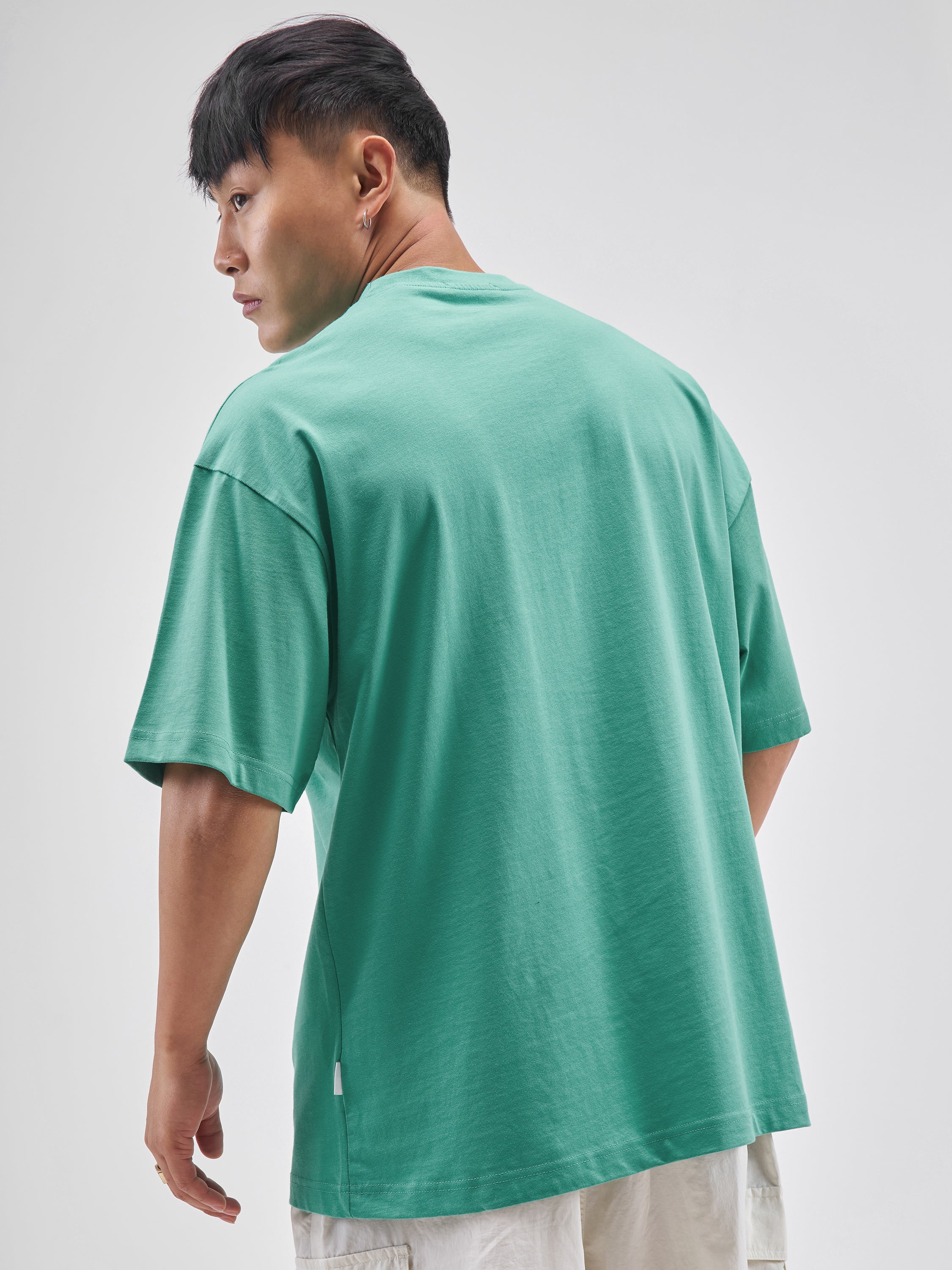Highlander Men Turquoise Printed Round Neck Oversized Fit T-Shirt - Turquoise - Image 3