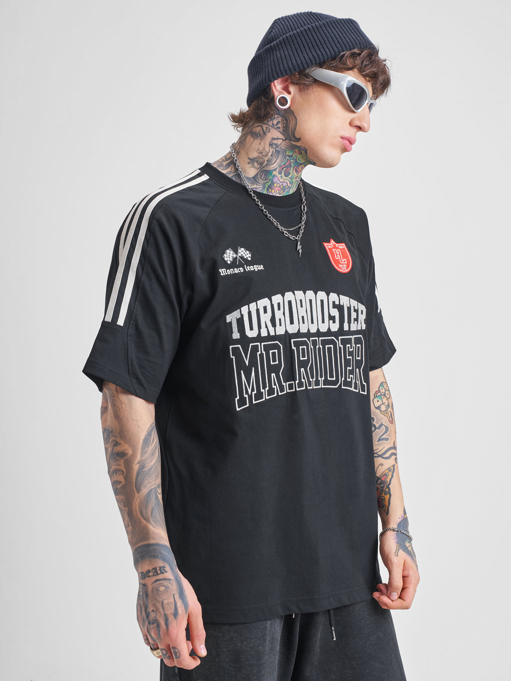 Highlander Men Black Printed Round Neck Oversized Fit T-Shirt - Black - Image 6