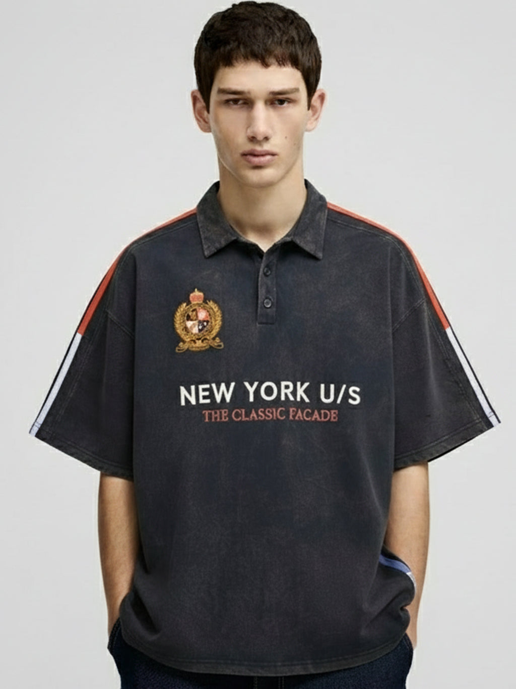 Highlander Men Blue Printed Polo Collar T-Shirt - Blue - Image 1