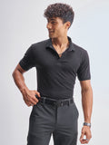 Highlander Men Black Solid Polo Collar T-Shirt - Black - Image 1