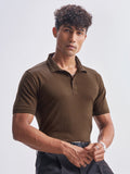 Highlander Men Brown Solid Polo Collar T-Shirt - Brown - Image 1
