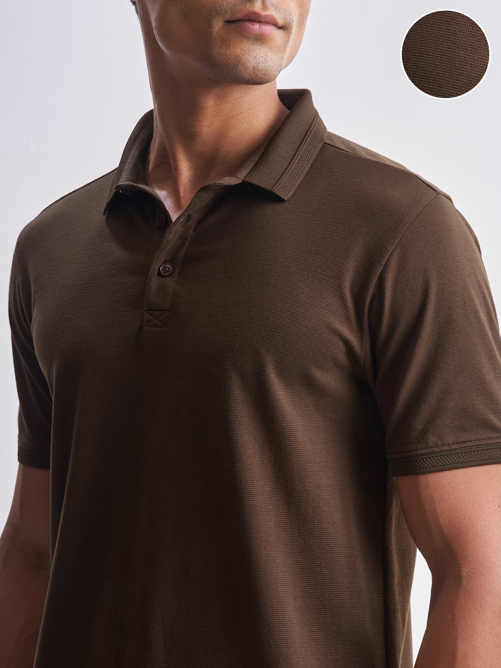 Highlander Men Brown Solid Polo Collar T-Shirt - Brown - Image 5