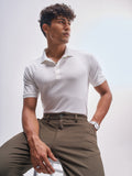 Highlander Men White Solid Polo Collar T-Shirt - White - Image 1
