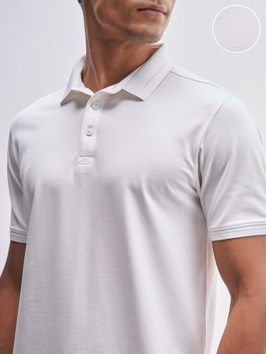 Highlander Men White Solid Polo Collar T-Shirt - White - Image 5
