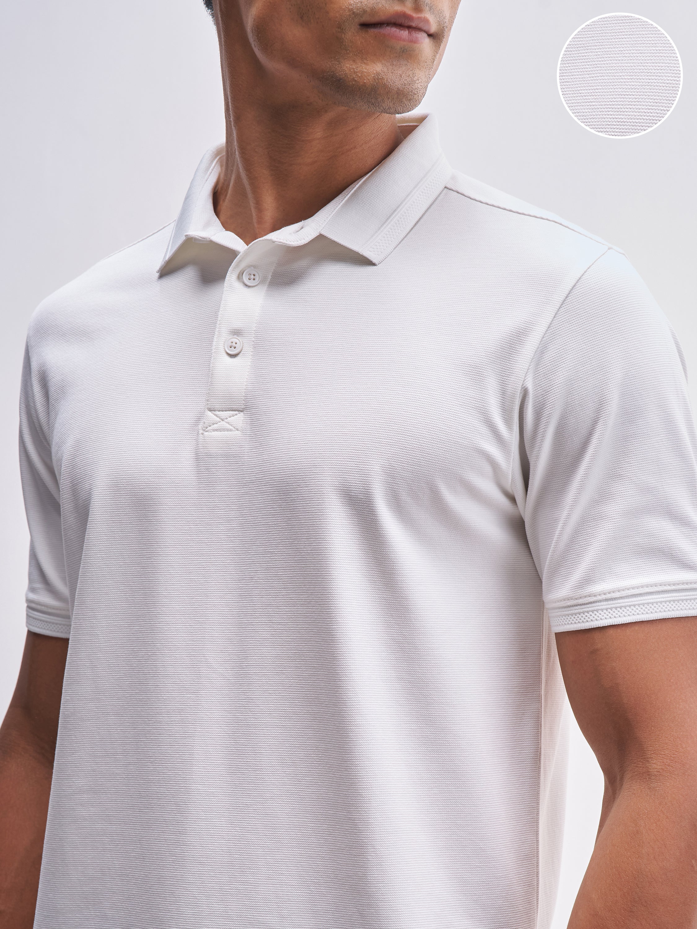 Highlander Men White Solid Polo Collar T-Shirt - White - Image 5