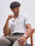 Highlander Men Off White Solid Polo Collar T-Shirt - Off White - Image 1