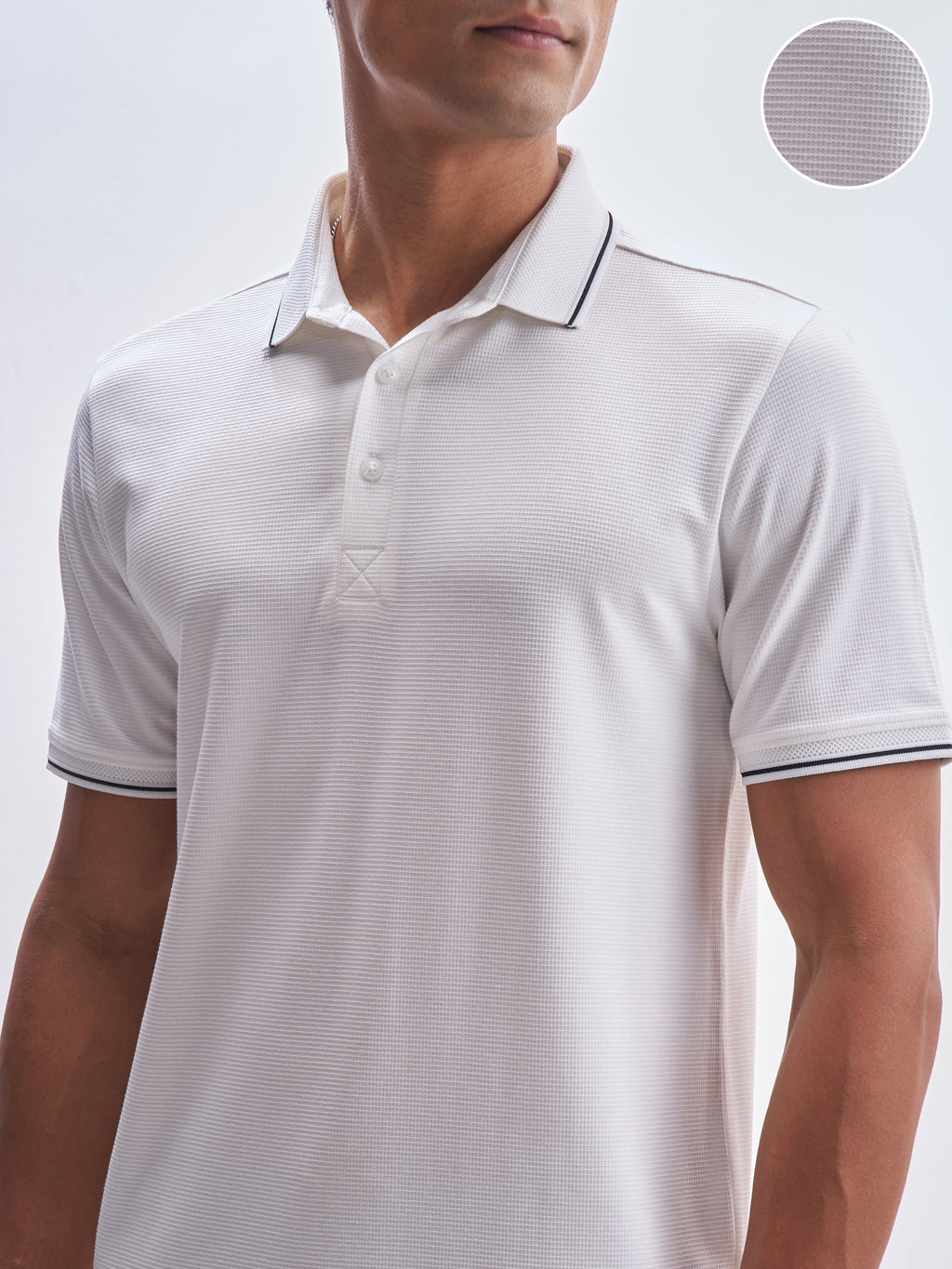 Highlander Men Off White Solid Polo Collar T-Shirt - Off White - Image 5