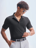 Highlander Men Black Solid Polo Collar T-Shirt - Black - Image 1