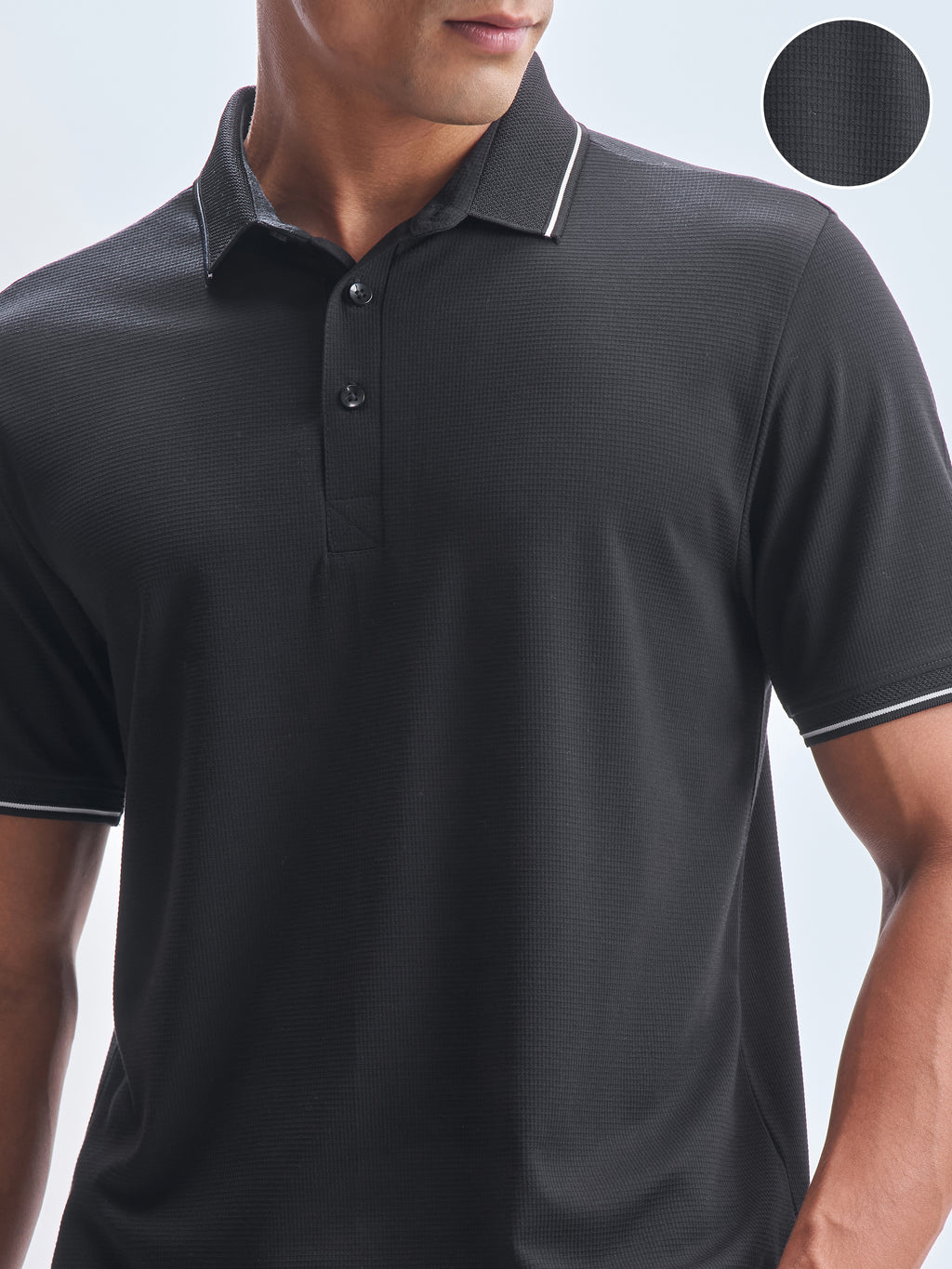 Highlander Men Black Solid Polo Collar T-Shirt - Black - Image 5