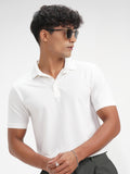 Highlander Men White Solid Polo Collar T-Shirt - White - Image 1