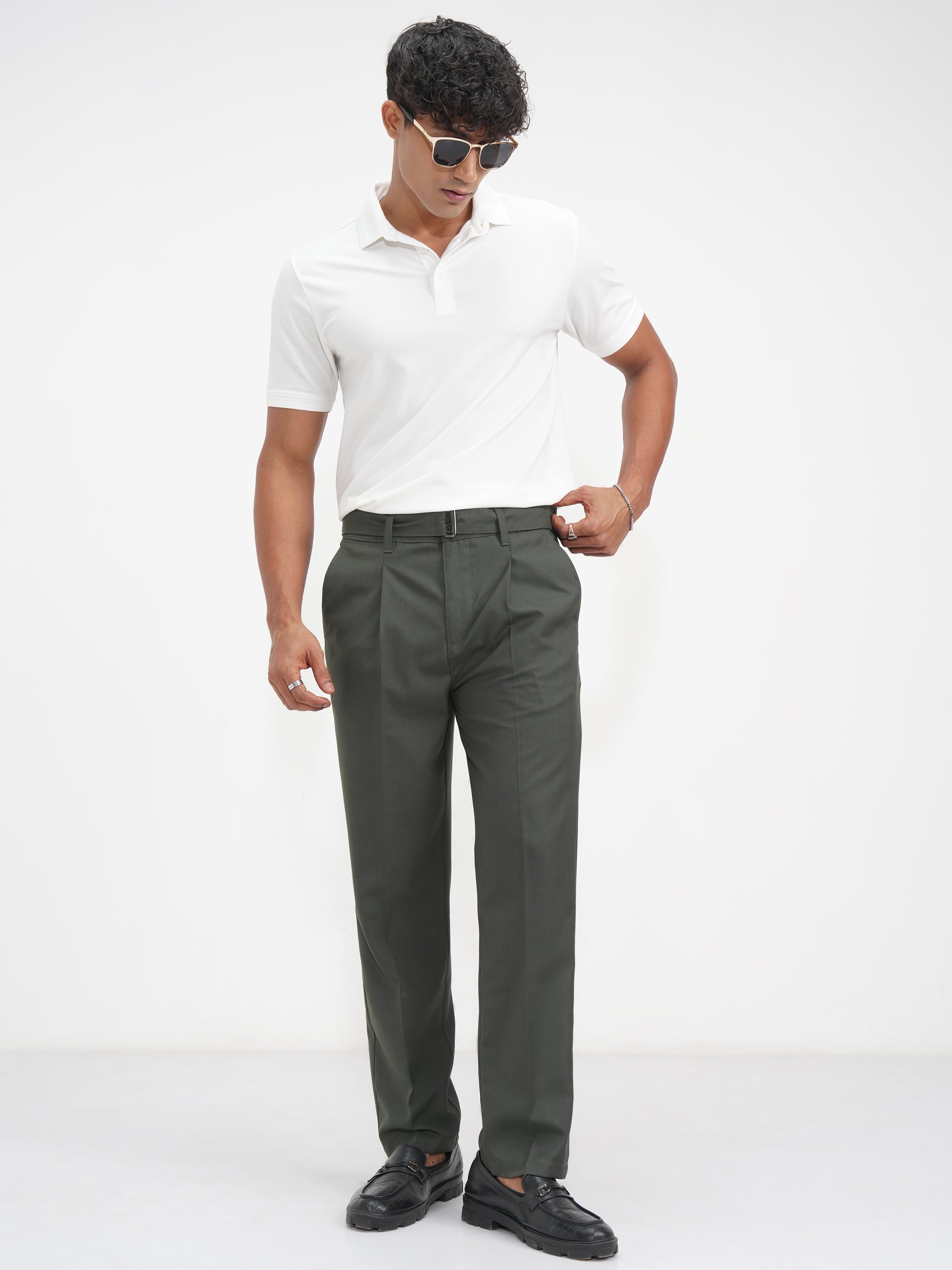 Highlander Men White Solid Polo Collar T-Shirt - White - Image 2