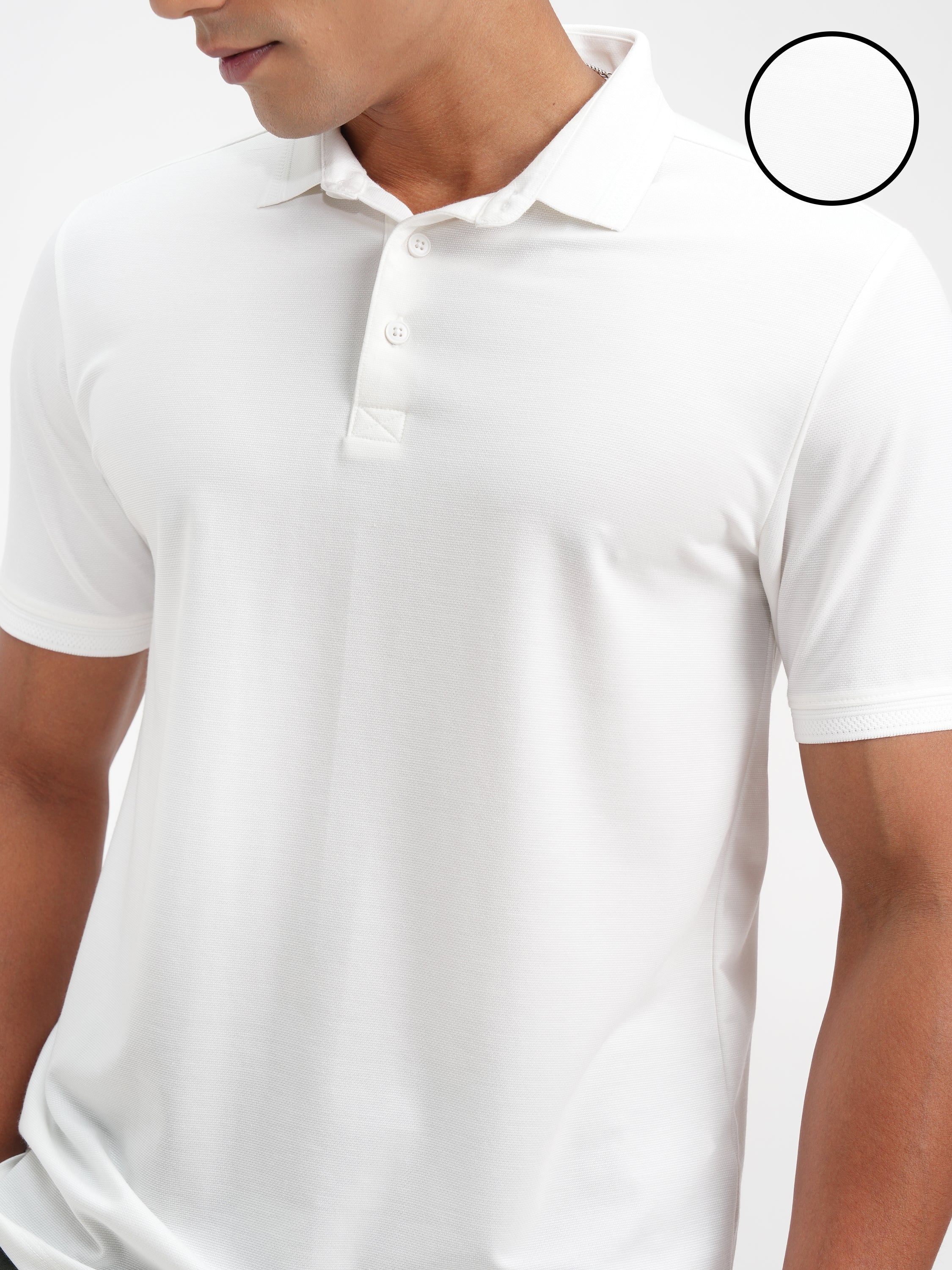 Highlander Men White Solid Polo Collar T-Shirt - White - Image 5