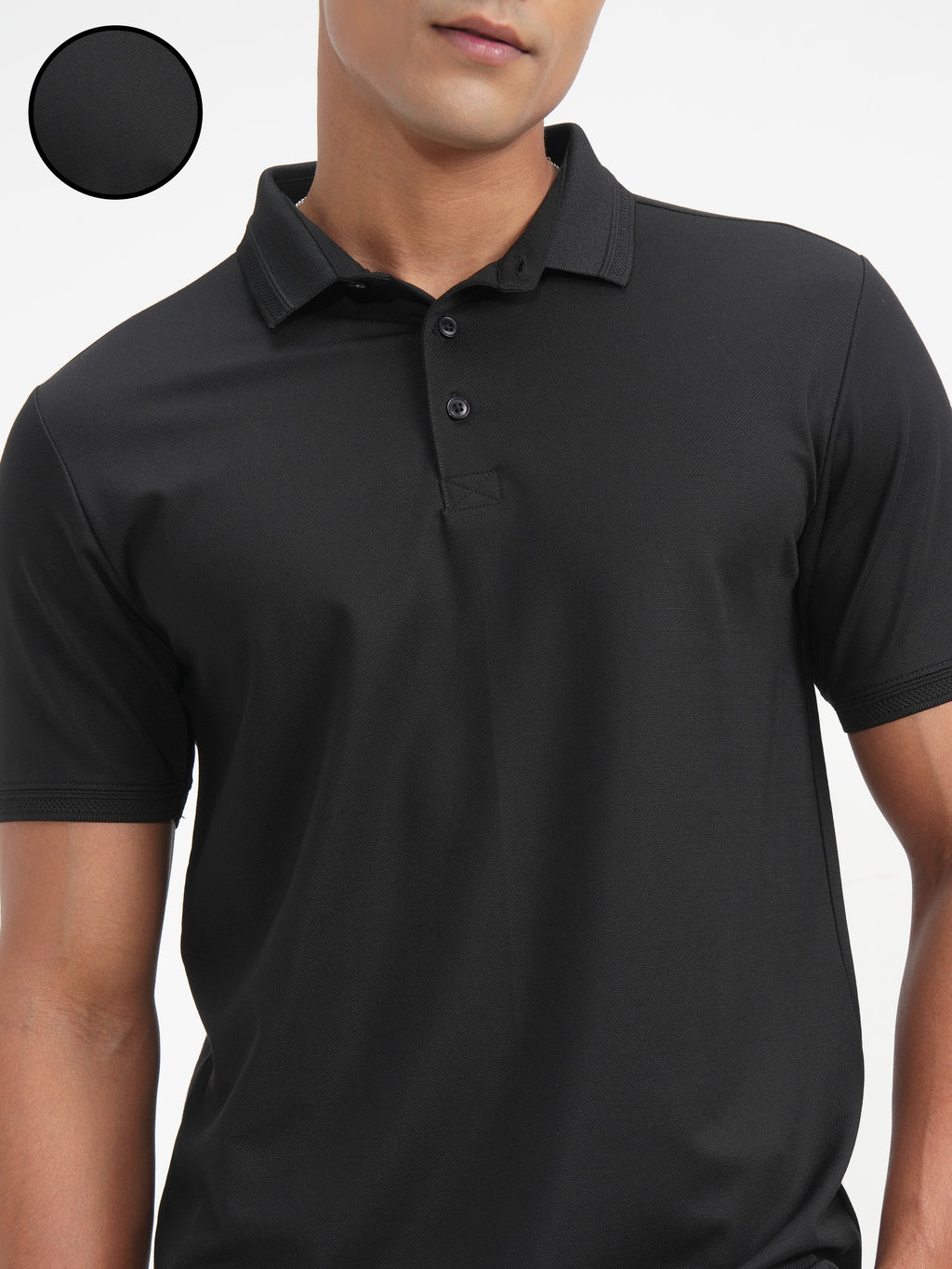 Highlander Men Black Solid Polo Collar T-Shirt - Black - Image 5