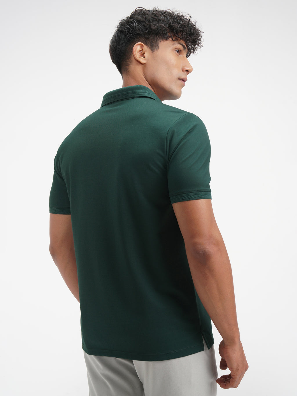 Highlander Men Green Solid Polo Collar T-Shirt - Green - Image 3