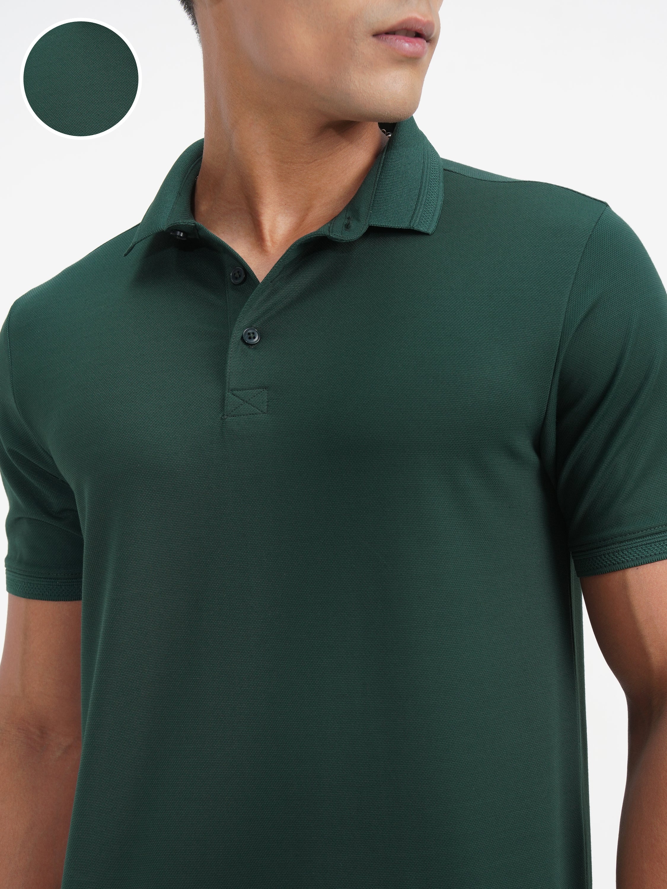 Highlander Men Green Solid Polo Collar T-Shirt - Green - Image 5