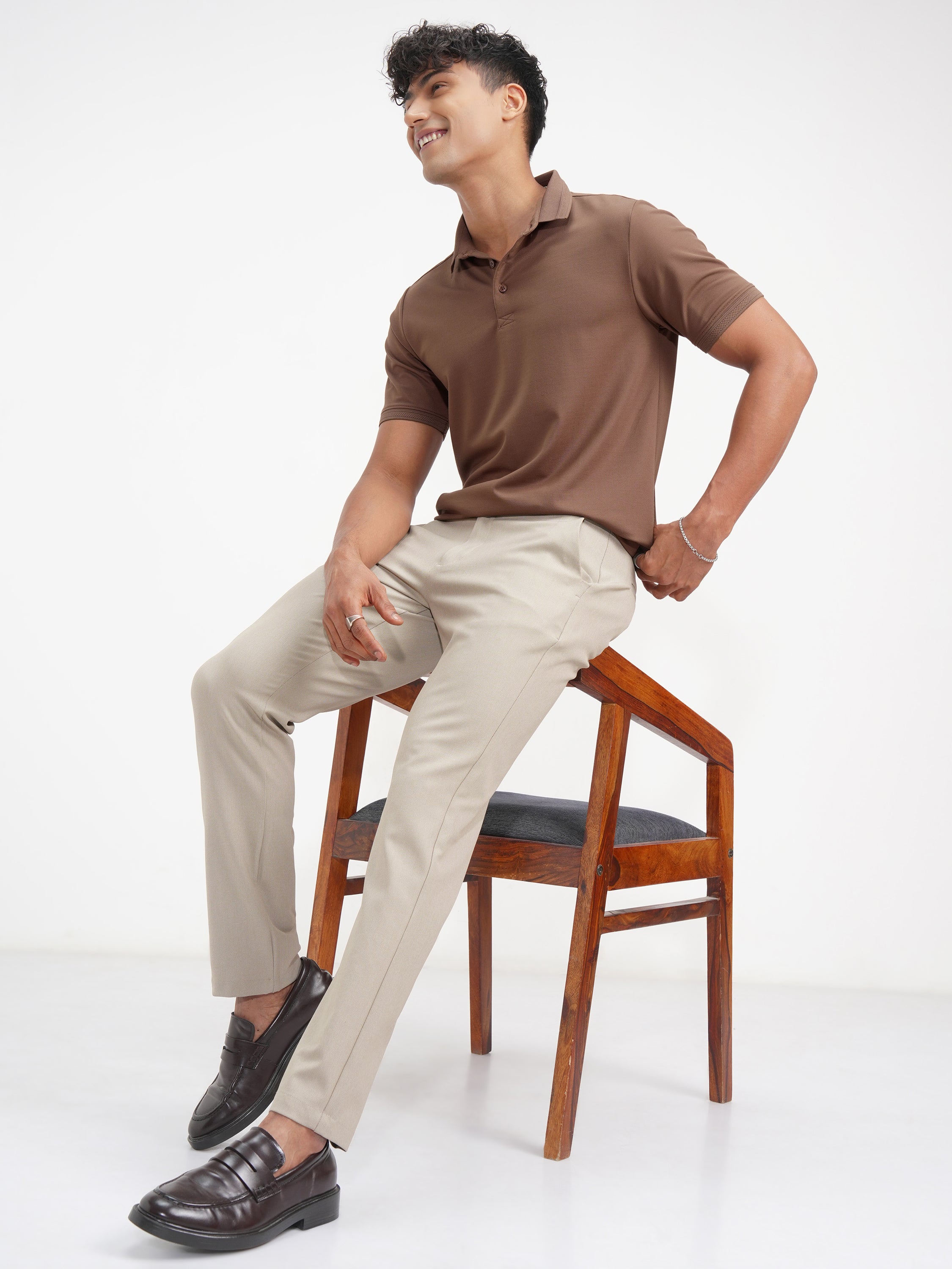 Highlander Men Brown Solid Polo Collar T-Shirt - Brown - Image 2