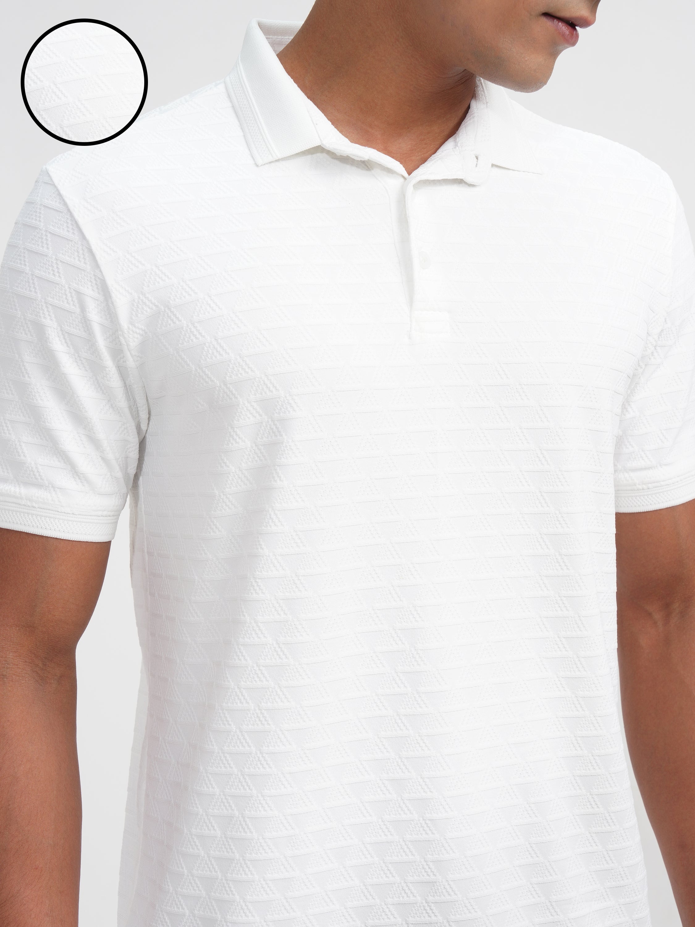 Highlander Men White Solid Polo Collar T-Shirt - White - Image 5