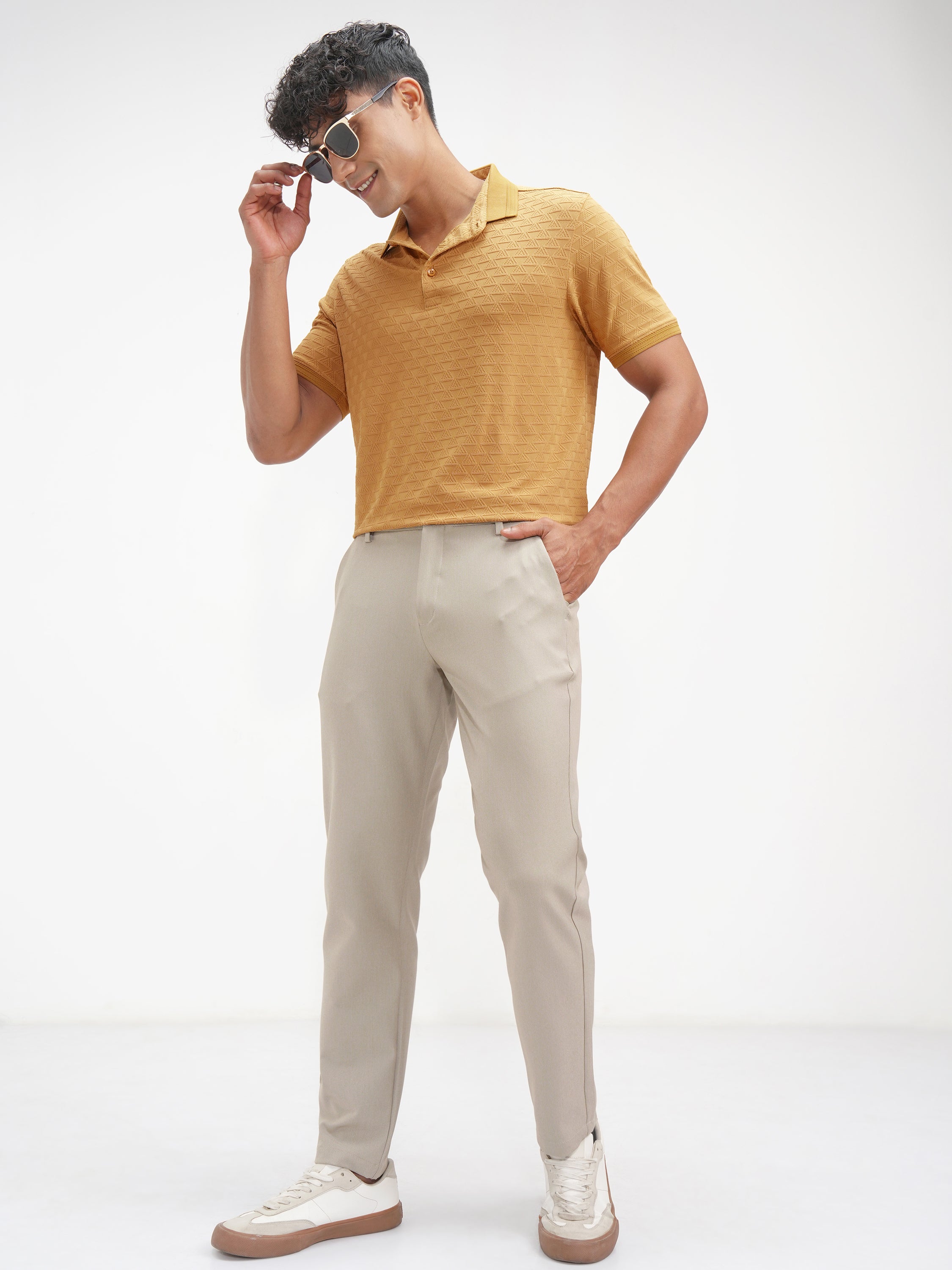Highlander Men Mustard Solid Polo Collar T-Shirt - Mustard - Image 2