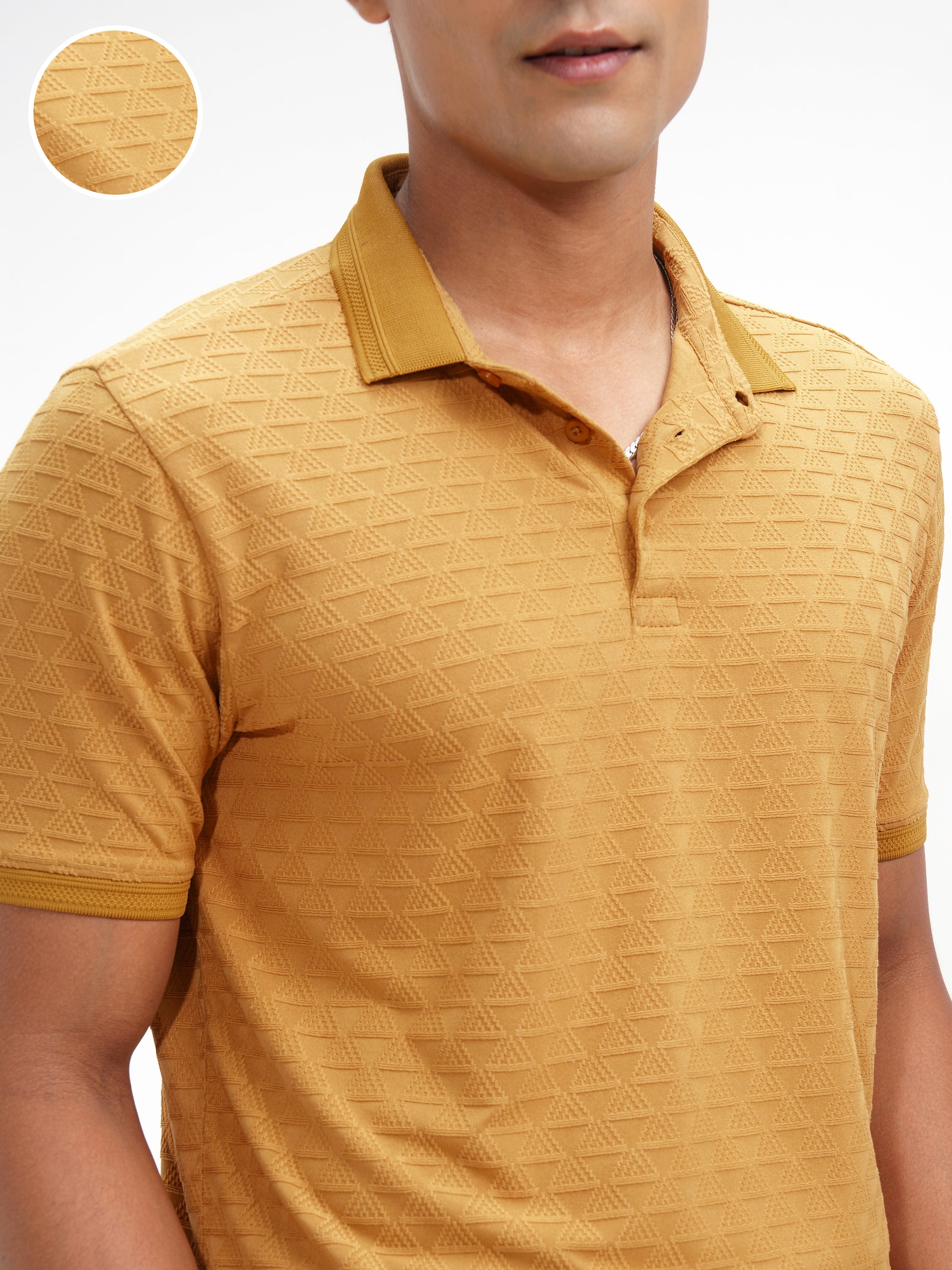 Highlander Men Mustard Solid Polo Collar T-Shirt - Mustard - Image 5