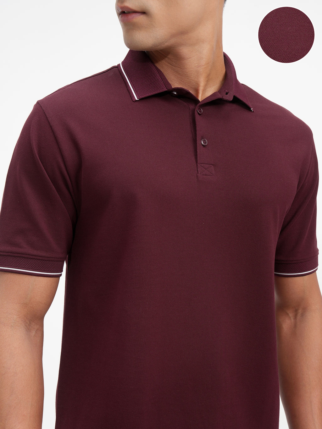 Highlander Men Maroon Solid Polo Collar T-Shirt - Maroon - Image 5