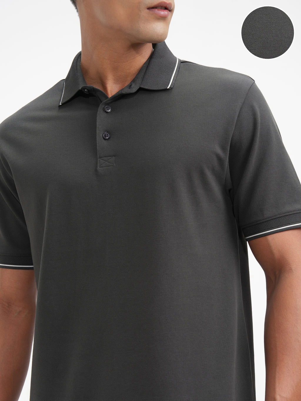Highlander Men Grey Solid Polo Collar T-Shirt - Grey - Image 5
