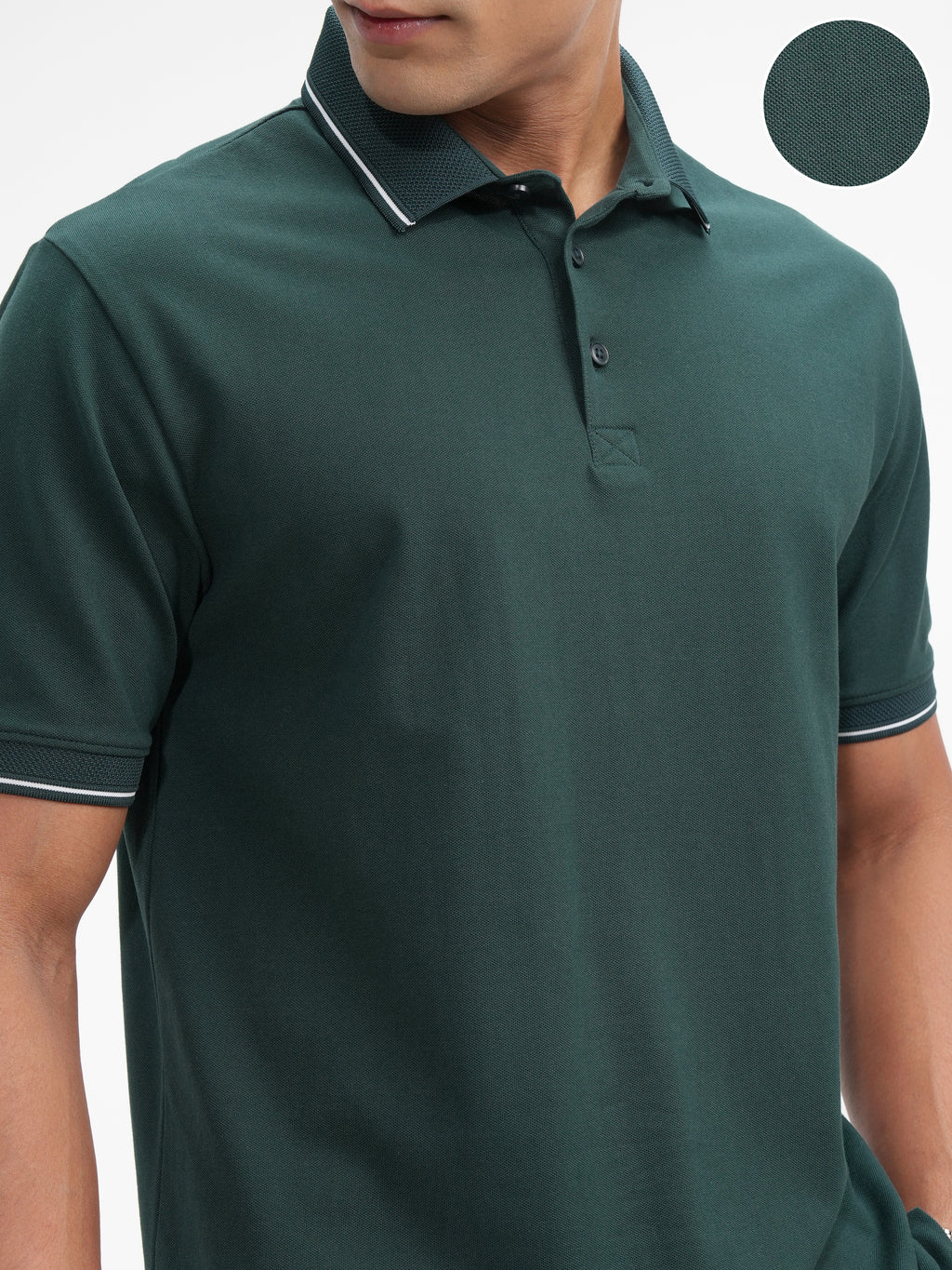 Highlander Men Green Solid Polo Collar T-Shirt - Green - Image 5