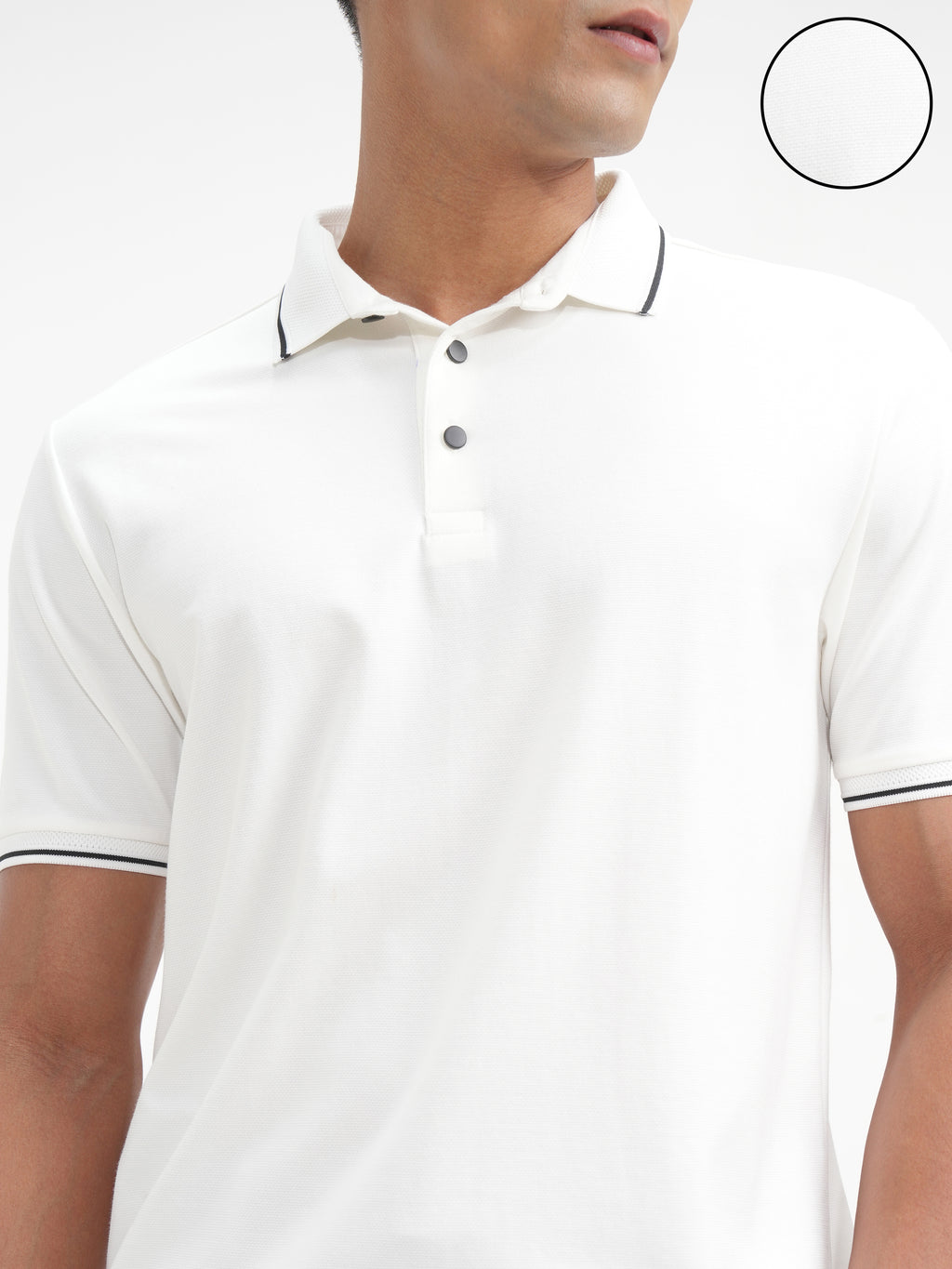 Highlander Men White Solid Polo Collar T-Shirt - White - Image 5