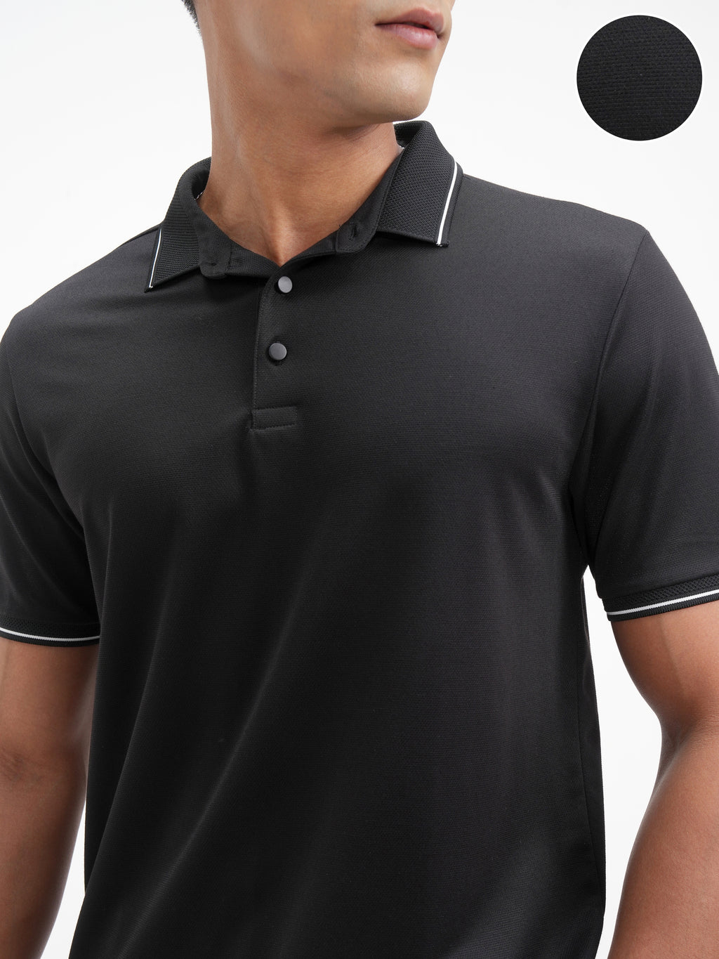 Highlander Men Black Solid Polo Collar T-Shirt - Black - Image 5