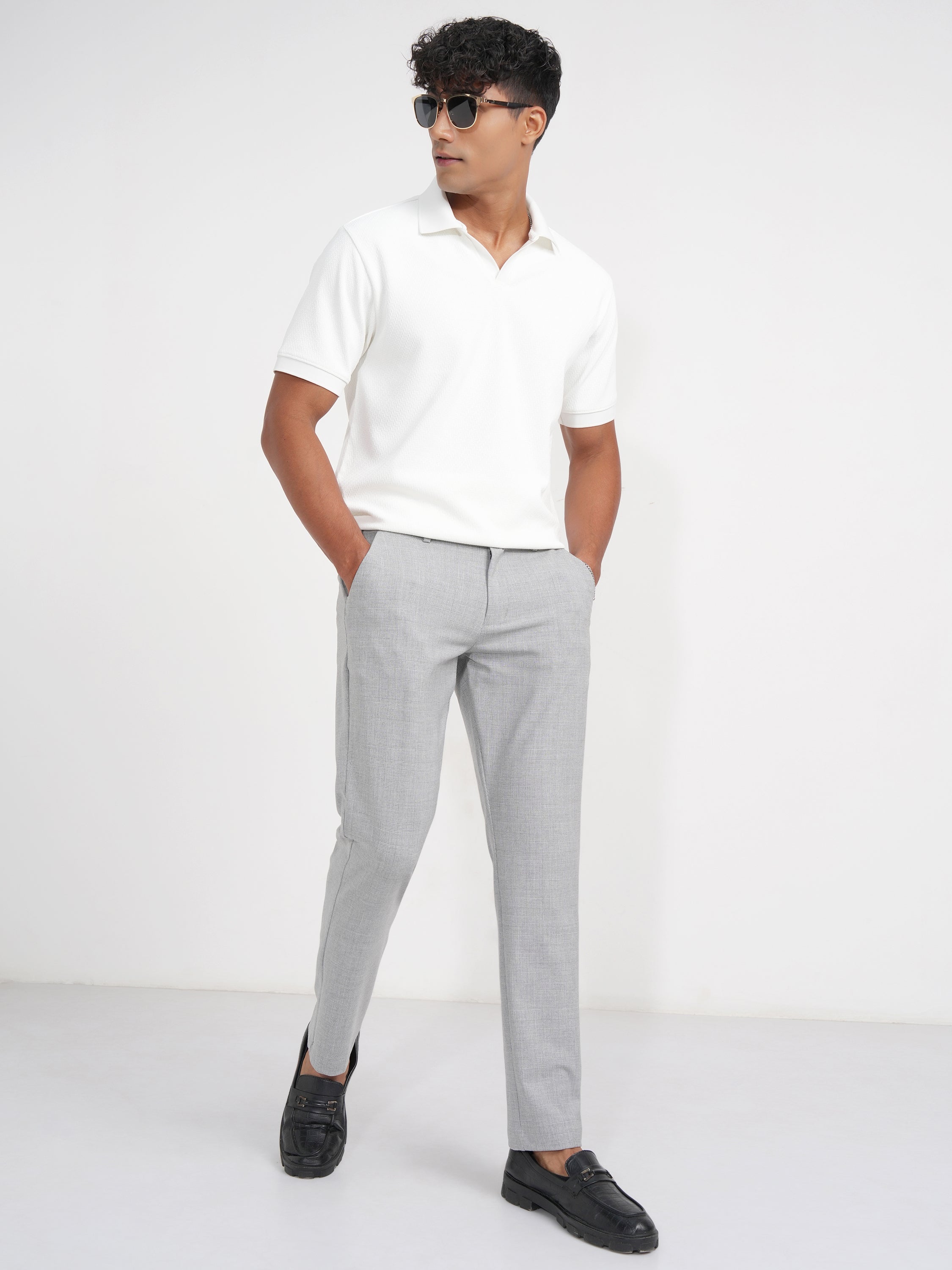 Highlander Men White Solid Polo Collar T-Shirt - White - Image 2