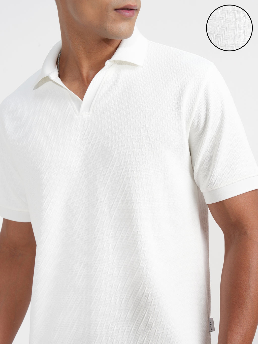 Highlander Men White Solid Polo Collar T-Shirt - White - Image 5