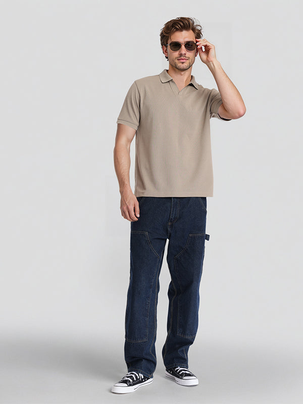 Highlander Men Beige Solid Polo Collar T-Shirt - Beige - Image 2