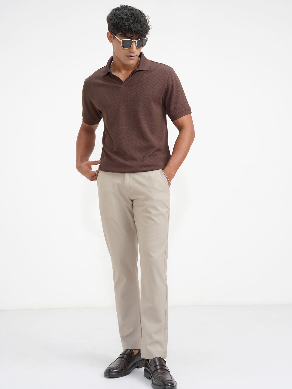 Highlander Men Brown Solid Polo Collar T-Shirt - Brown - Image 2