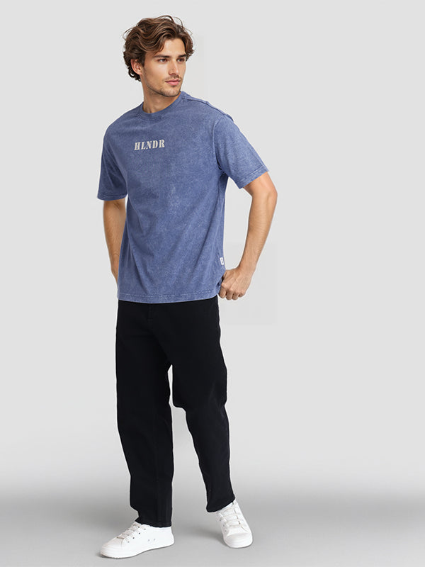 Highlander Men Blue Printed Round Neck T-Shirt - Blue - Image 2