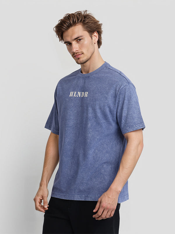 Highlander Men Blue Printed Round Neck T-Shirt - Blue - Image 4