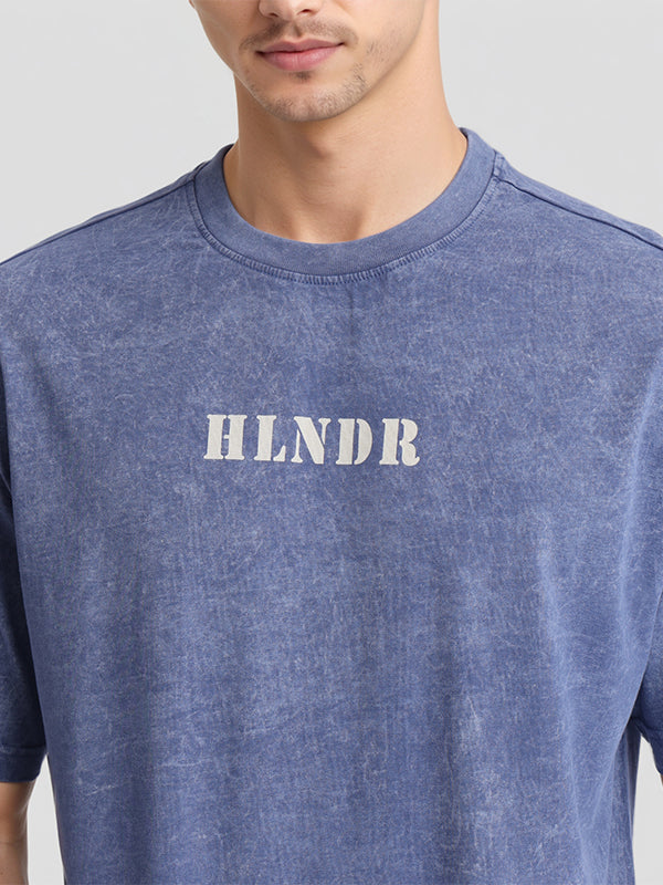 Highlander Men Blue Printed Round Neck T-Shirt - Blue - Image 5