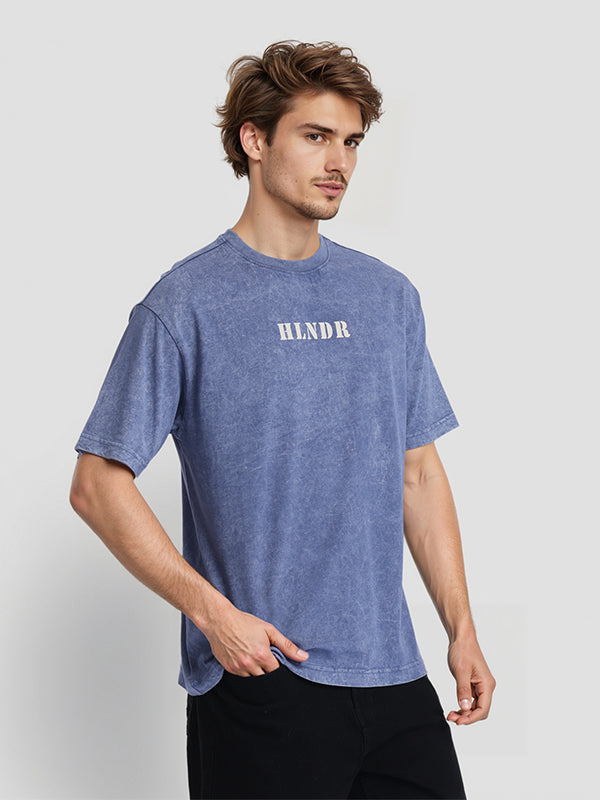 Highlander Men Blue Printed Round Neck T-Shirt - Blue - Image 6