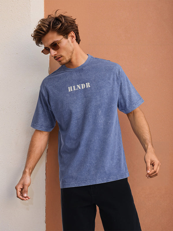 Highlander Men Blue Printed Round Neck T-Shirt - Blue - Image 8